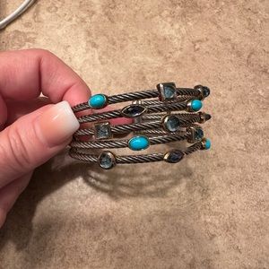 Pre-owned Authentic David Yurman Multi stone Cuff Bracelet